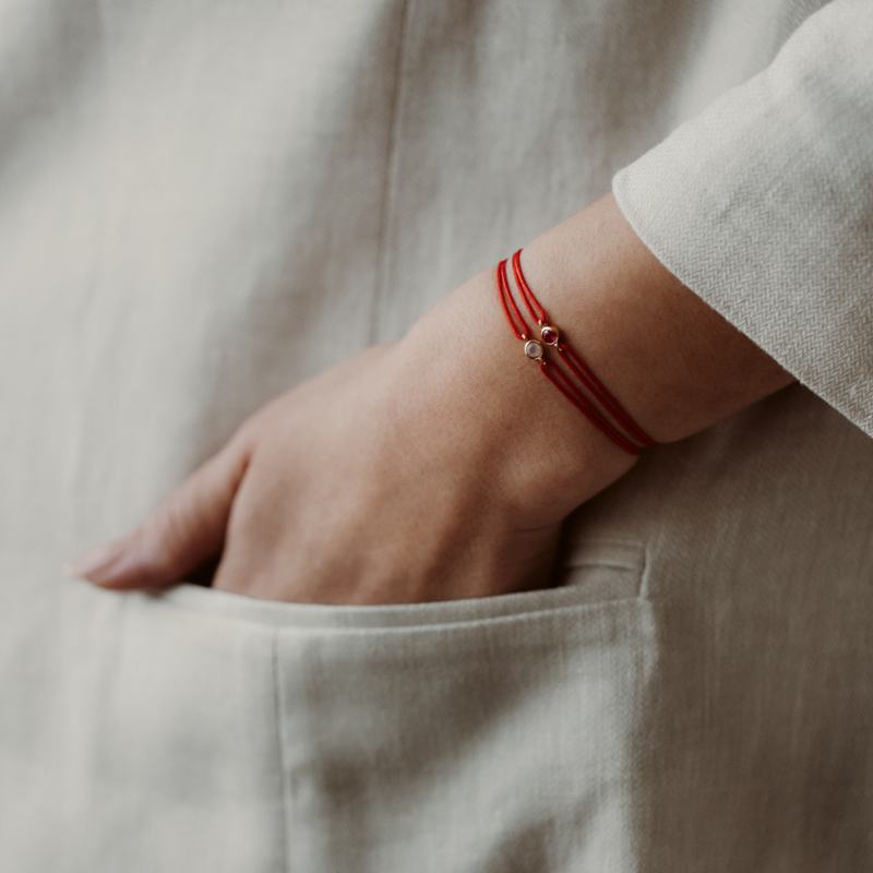 Bracciale con cordino in argento Birthstone Golden May - Onice Verde - Indira