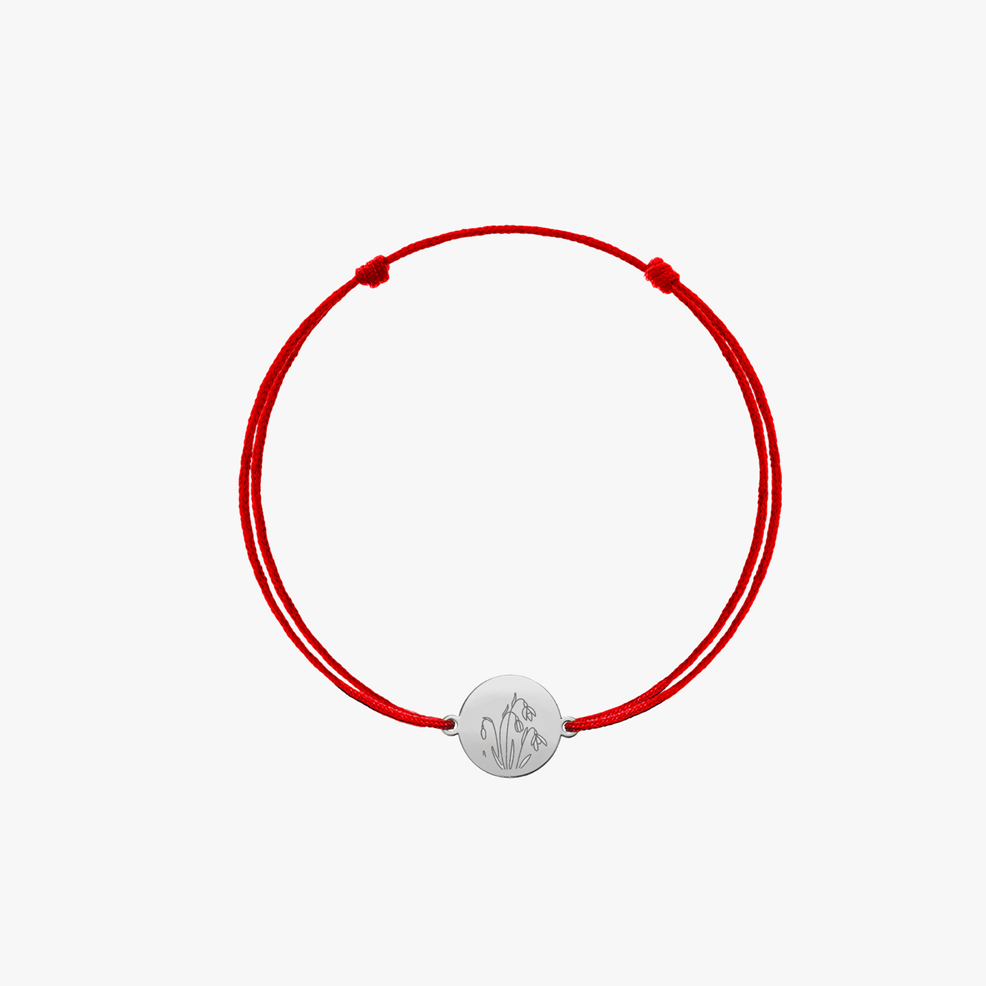Bracciale con cordino per bambini in oro bianco Birth Flower - Gennaio Bucaneve - Indira