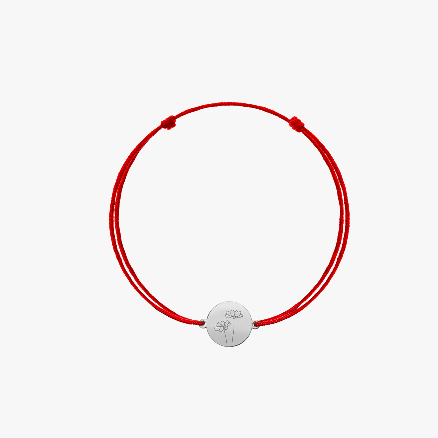 Bracciale cordoncino per bambini in oro bianco Birth Flower - Ottobre Cosmos - Indira
