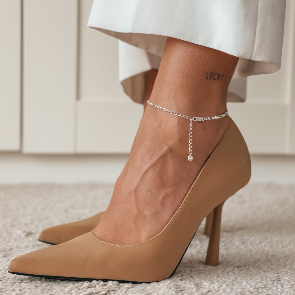 Cavigliera in argento Figaro - Indira