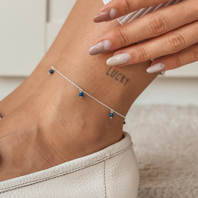 Cavigliera in argento Gem Droplet - Lapis - Indira