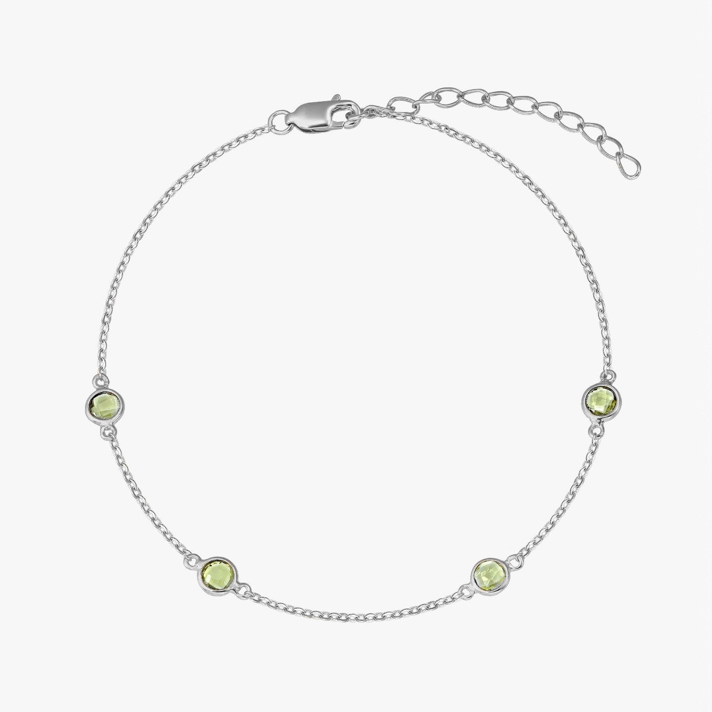 Bracciale in argento Birthstone Agosto - Peridoto - Indira