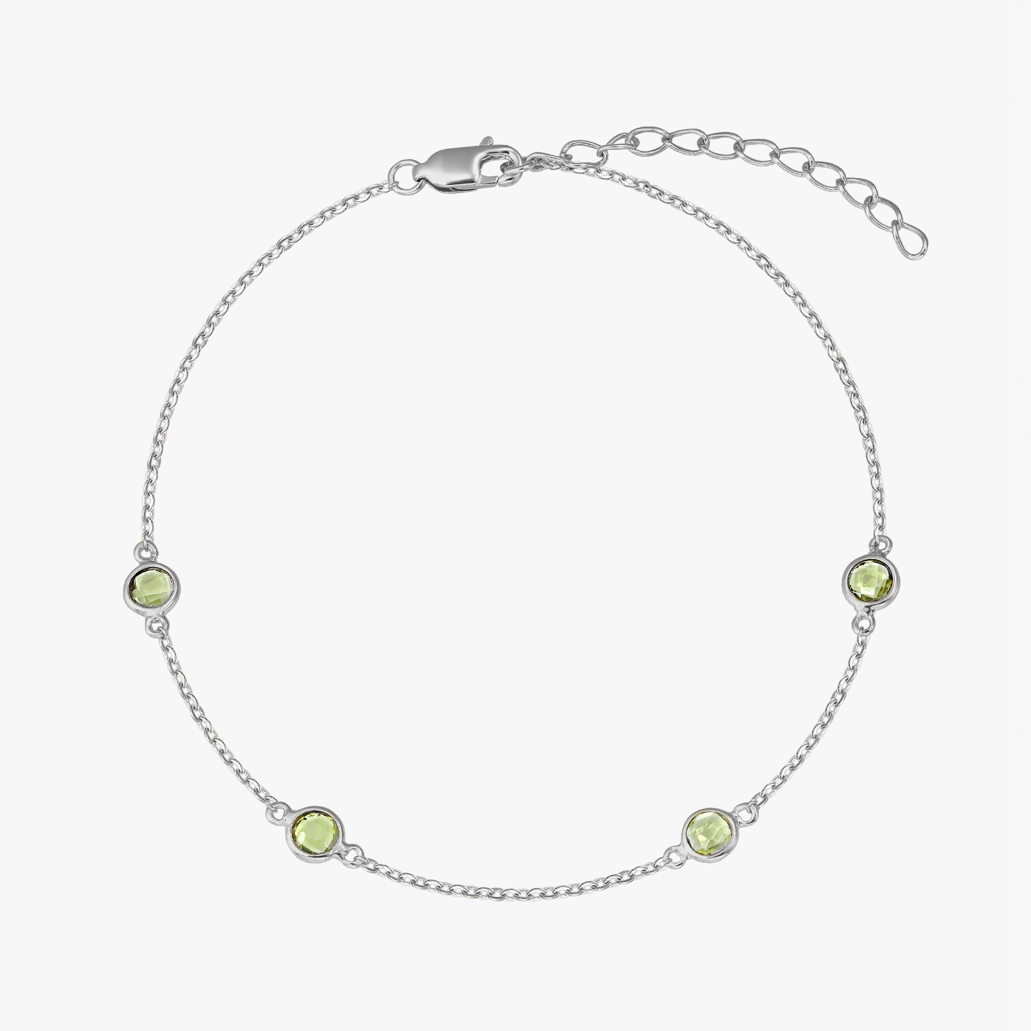 Bracciale in argento Birthstone Agosto - Peridoto - Indira