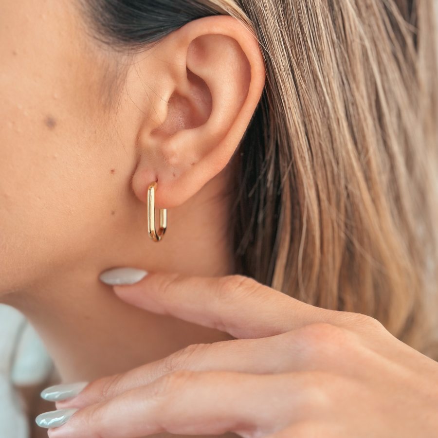 Orecchini in argento Golden Square Hoops - Indira