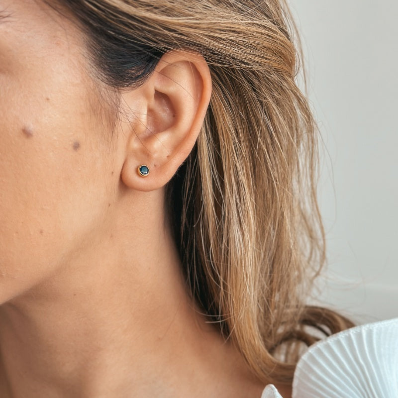 Orecchini in argento Birthstone Golden September - Zaffiro - Indira