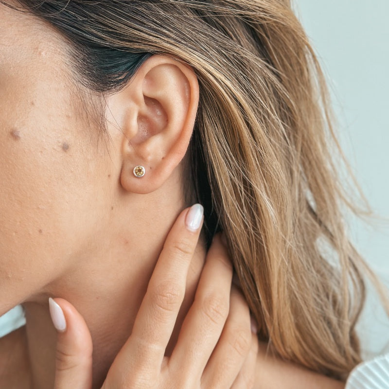 Orecchini in argento Birthstone Novembre - Citrino - Indira