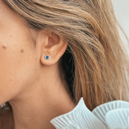 Orecchini in argento Pietra Nascita Settembre - Zaffiro - Indira