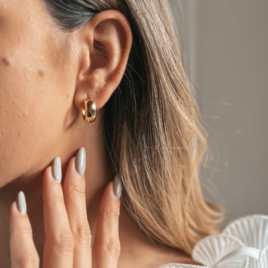 Orecchini in argento Golden Bold Maxi Hoops - Indira