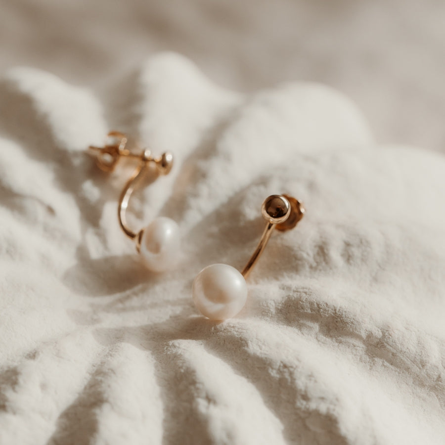 Orecchini in argento Golden Pearl Jacket - Perle naturali - Indira