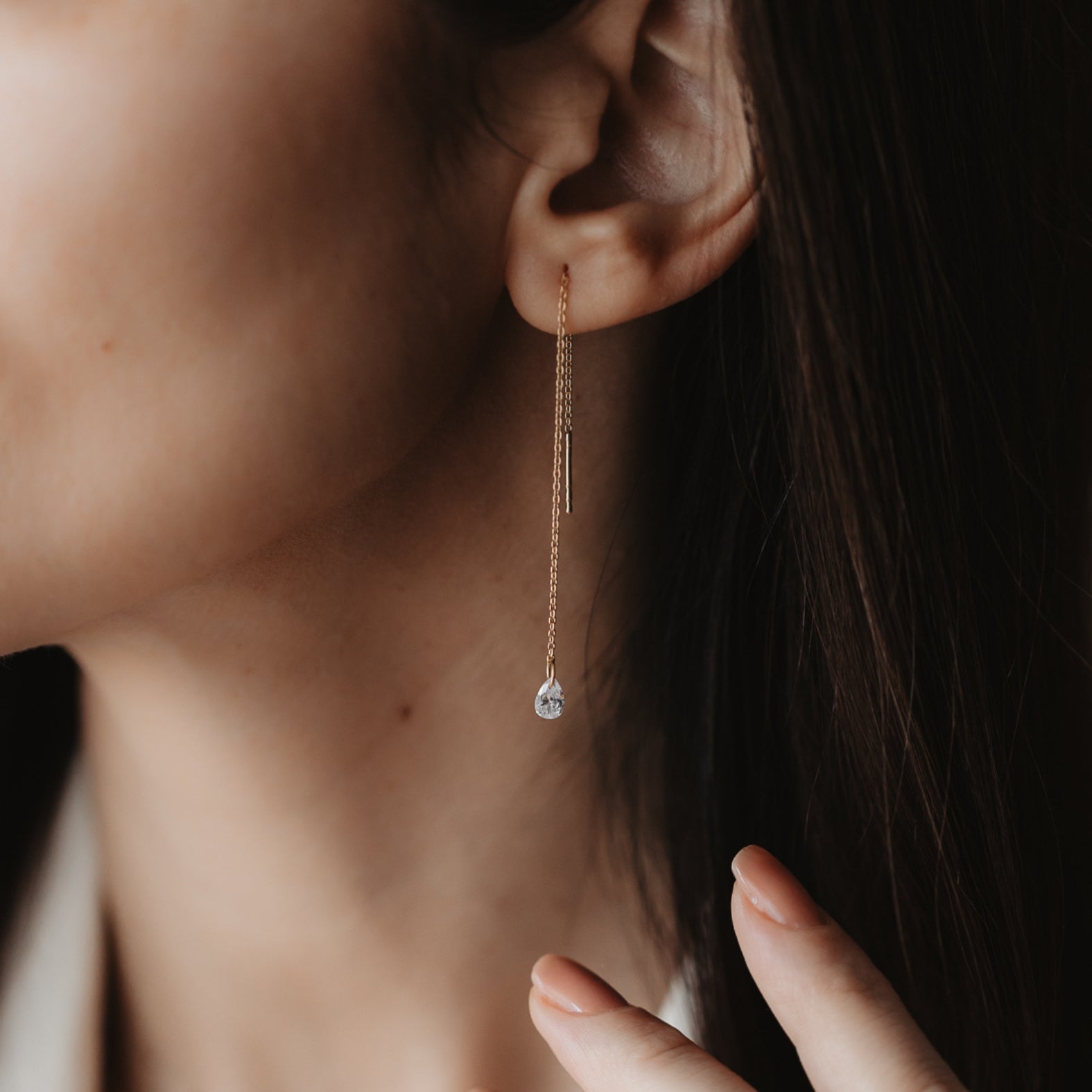 Orecchini in argento Golden Solitaire - Zirconio - Indira