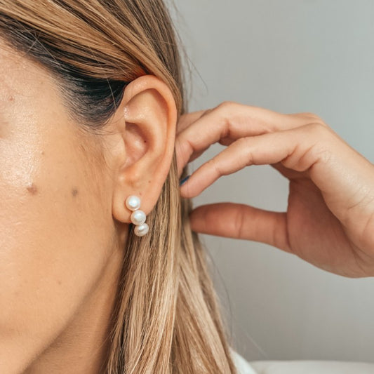 Orecchini in argento Golden Trio - Perle Naturali - Indira