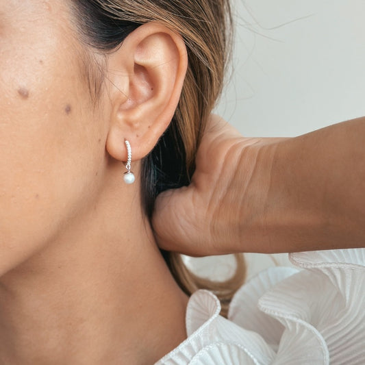 Orecchini in argento Kalya - Perle Naturali, Zirconi - Indira