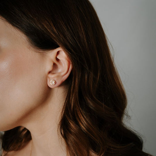 Orecchini in argento Keira Golden - Quarzo Rosa - Indira