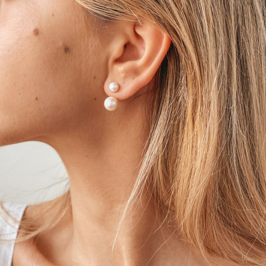 Orecchini d'oro Double - Perle Naturali - Indira