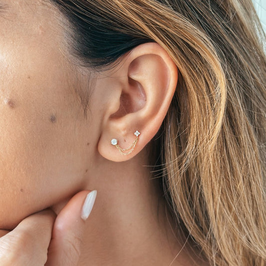 Orecchini in oro Double Chained Stones - Indira