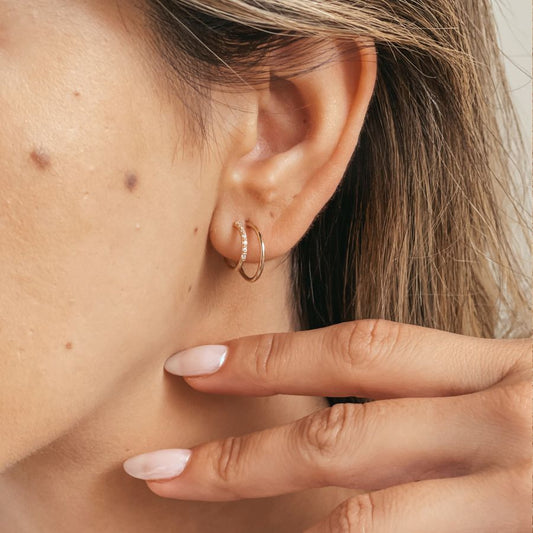 Orecchini in oro Double Hoops - Indira