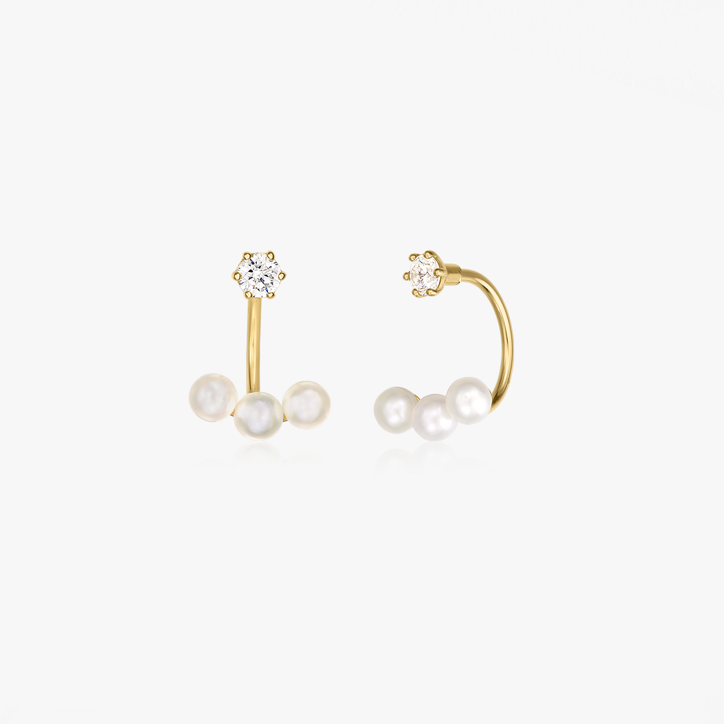 Orecchini in oro Trio Ear Jacket - Perle naturali - Indira