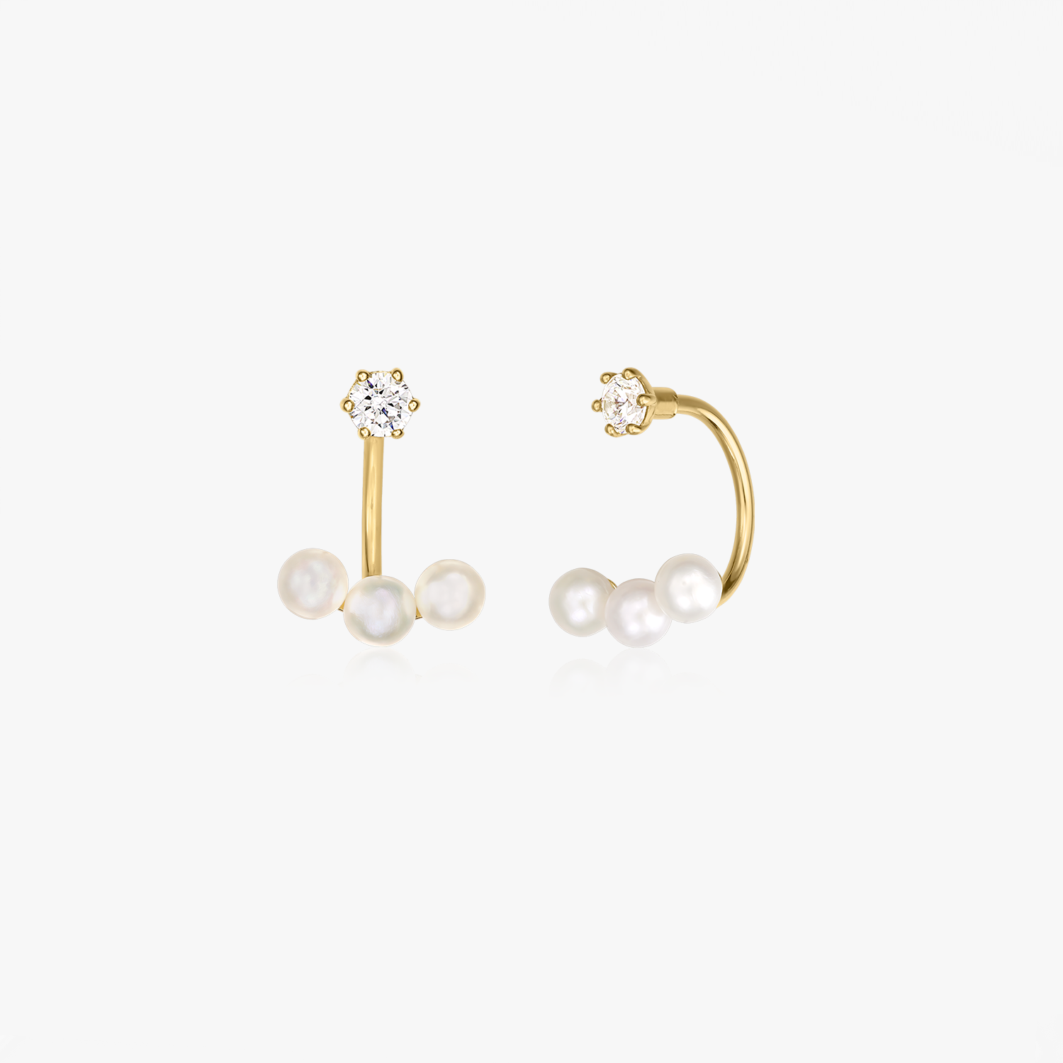 Orecchini in oro Trio Ear Jacket - Perle naturali - Indira