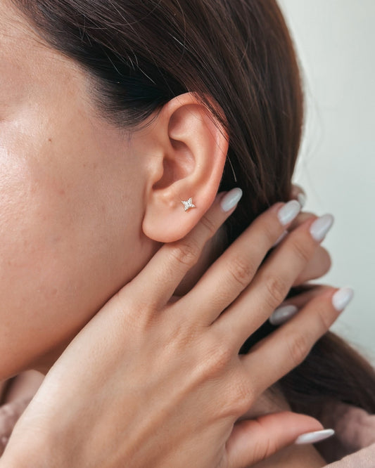 Orecchini piercing labret in oro giallo Shining Star - Zirconia - Indira