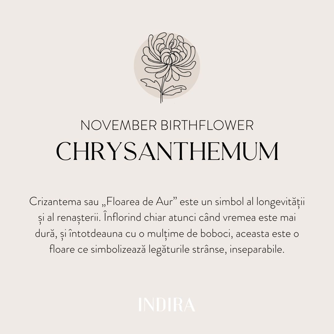 Braccialetto con cordoncino per bambini in oro bianco Birth Flower - Novembre Chrysanthemum - Indira
