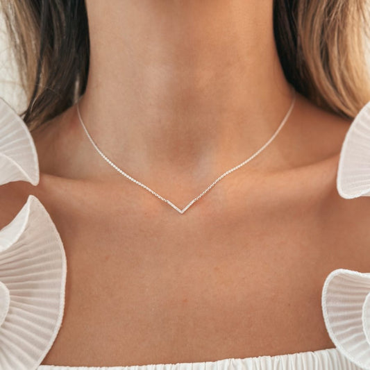 Collana in argento V Neck - Zircone - Indira