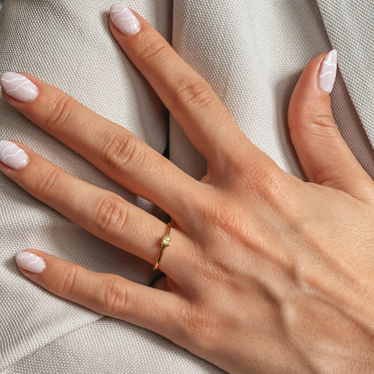 Anello in argento Birthstone Golden August - Peridoto - Indira