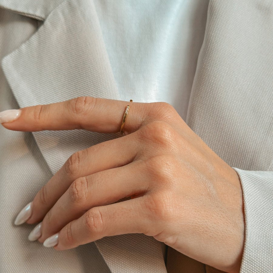 Anello in argento Golden Open Ring - Zirconio - Indira