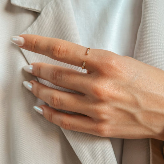 Anello in argento Golden Open Ring - Zirconia - Indira