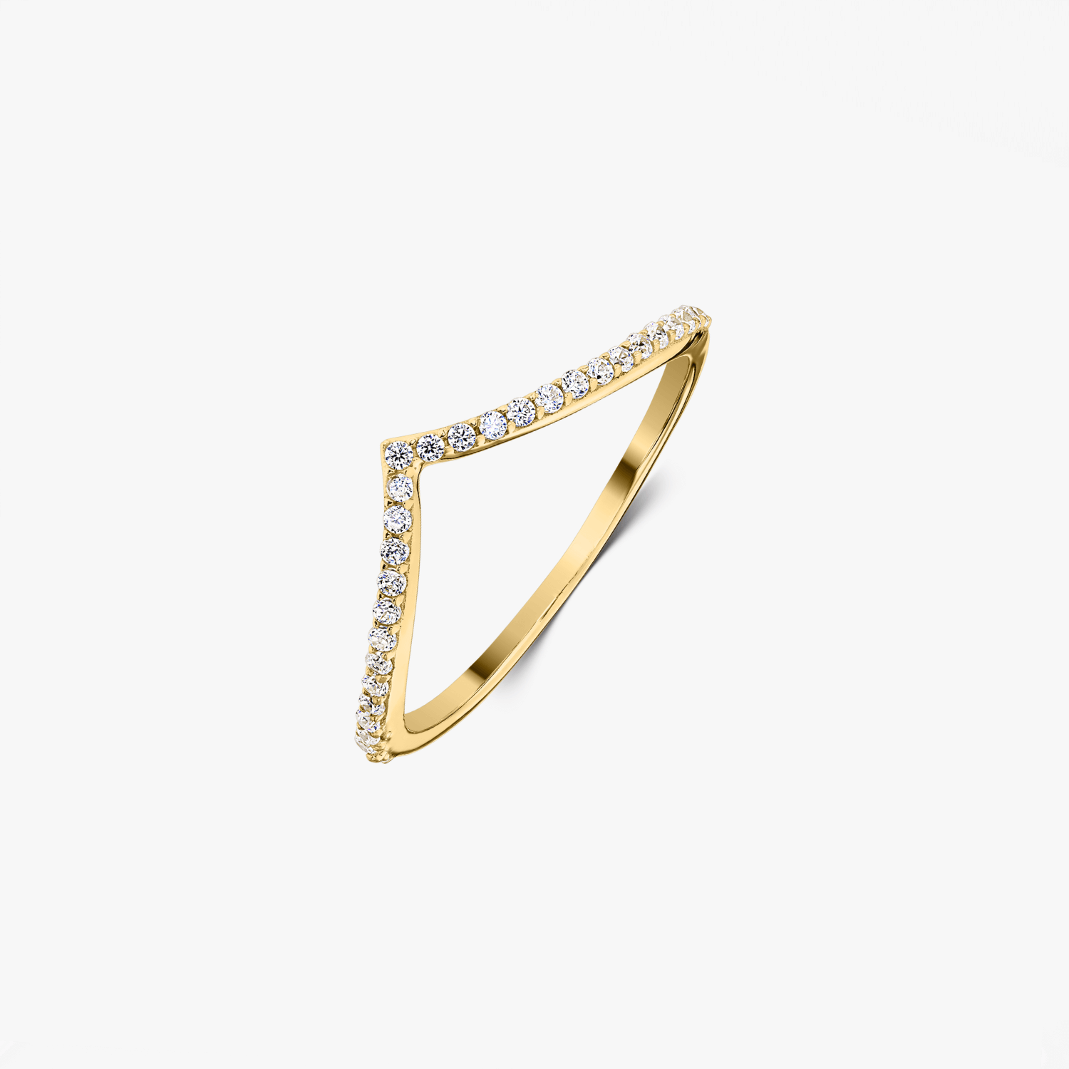 Anello in argento Golden Simple V - Zirconia - Indira
