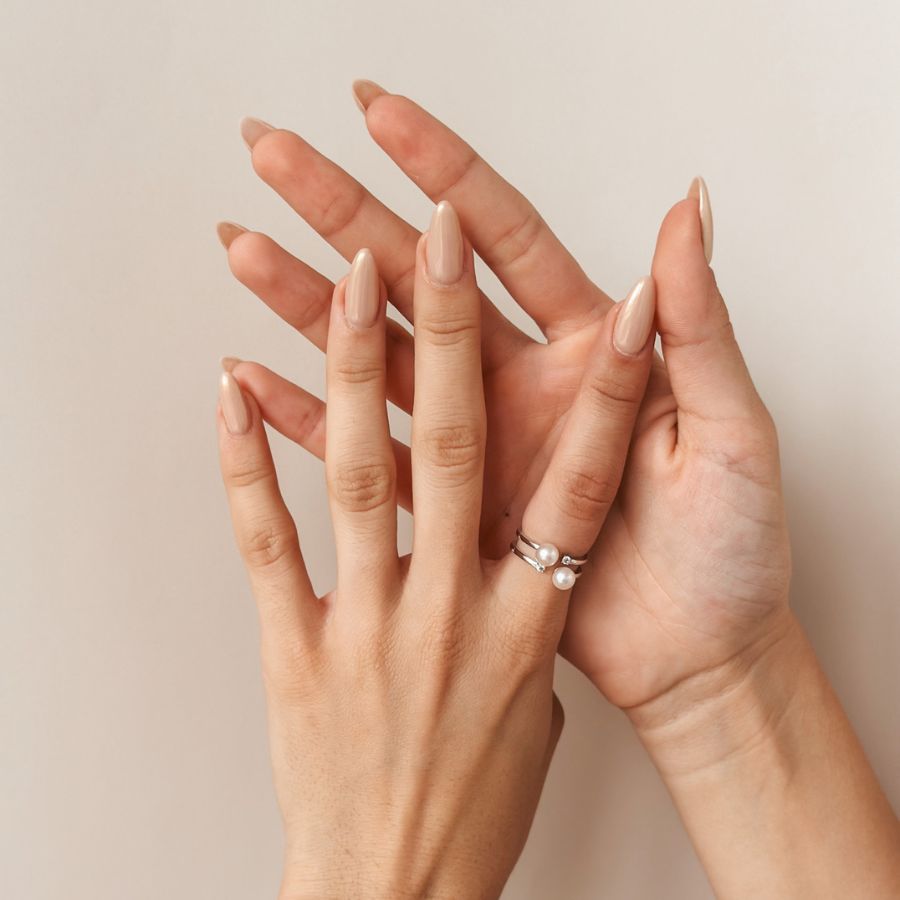 Anello in argento Poly - Perle naturali e Zirconio - Indira