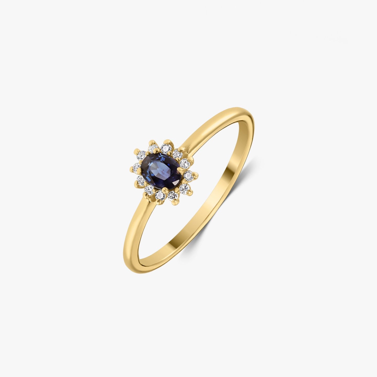 Anello in oro giallo Genn - Zaffiro e Diamanti - Indira