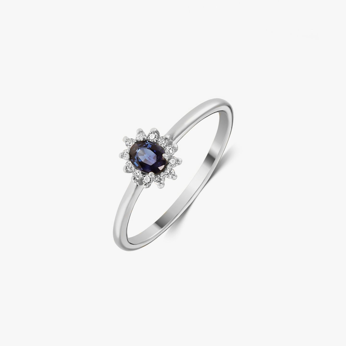 Anello in oro bianco Genn - Zaffiro e Diamanti