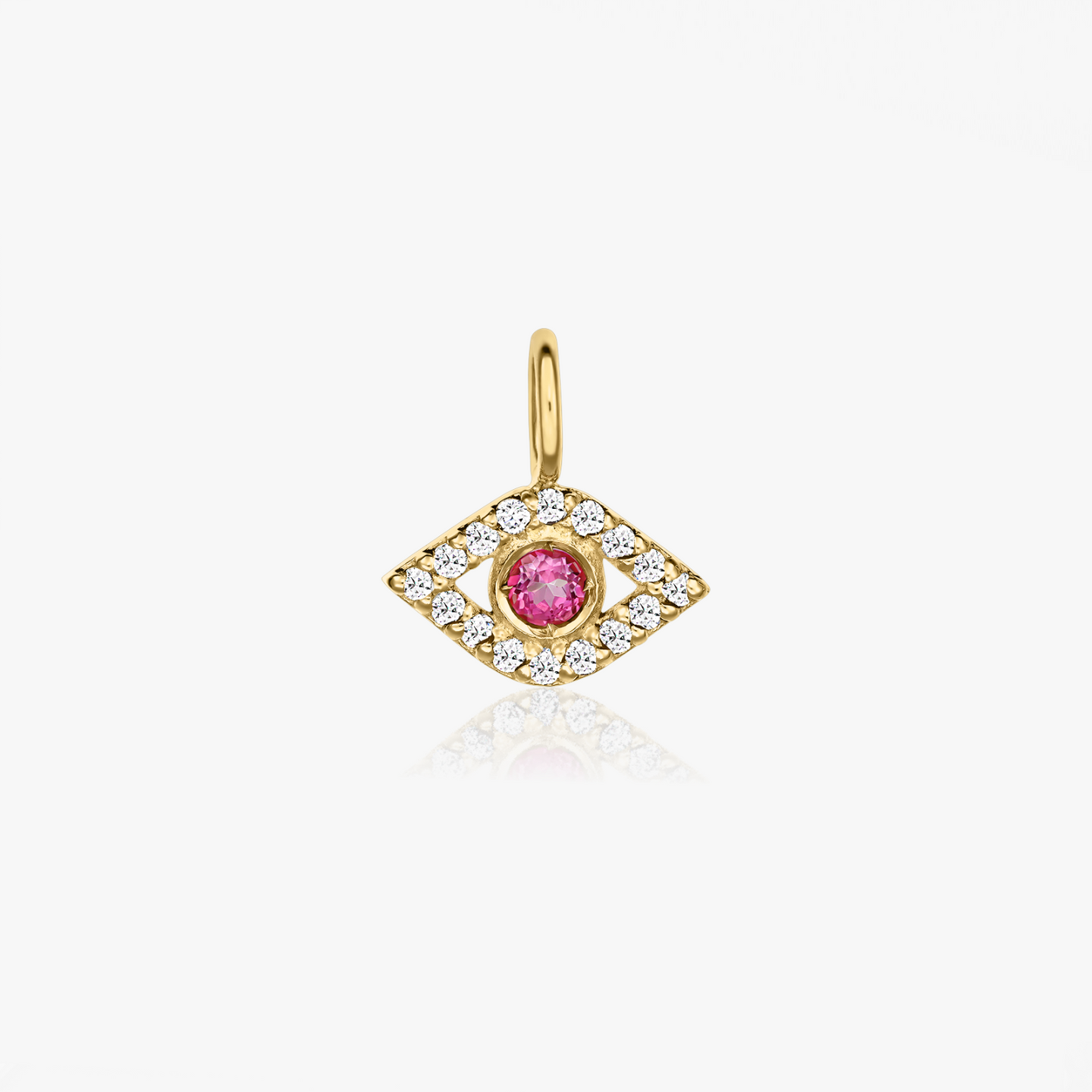 Pendente in oro giallo Protective Eye – Topazio rosa, Zirconio - Indira