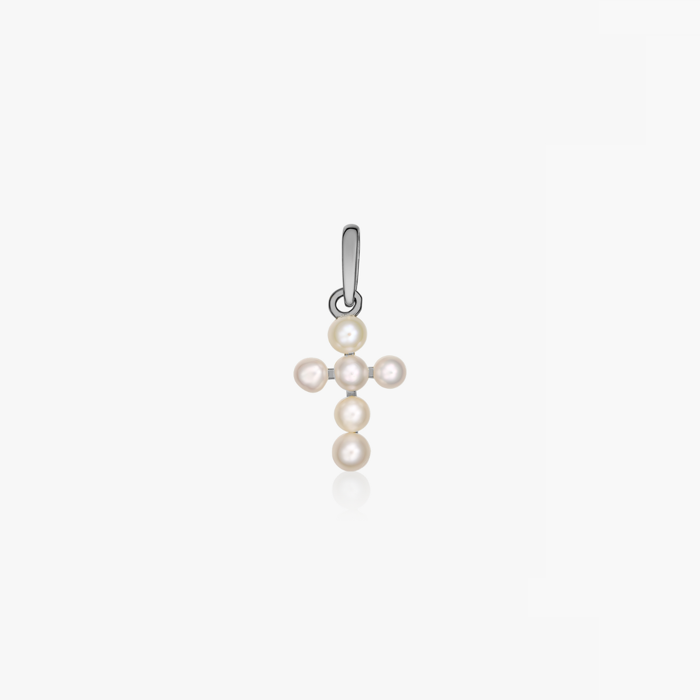 Ciondolo in oro bianco Pearl Cross - Perle Naturali - Indira