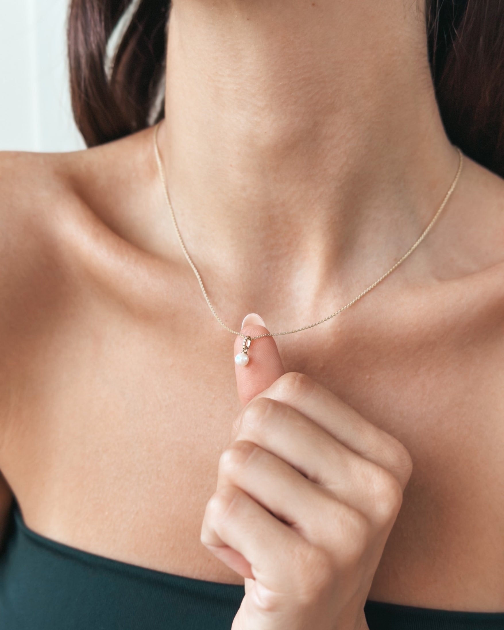Pendente in oro giallo Aveline – Perla naturale e diamanti - Indira