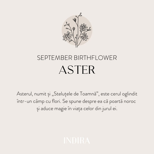 Braccialetto con cordino per bambini in oro Birth Flower - Settembre Aster - Indira
