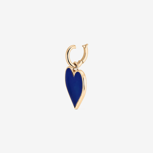 Pendente a Cuore Dorato in Argento con ciondolo a cuore blu, fotografato su sfondo bianco.