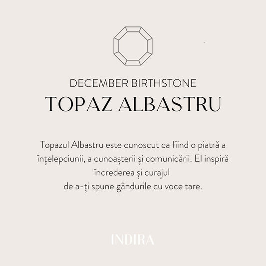 Pendente in argento Birthstone April Golden - Topazio Blu - Indira