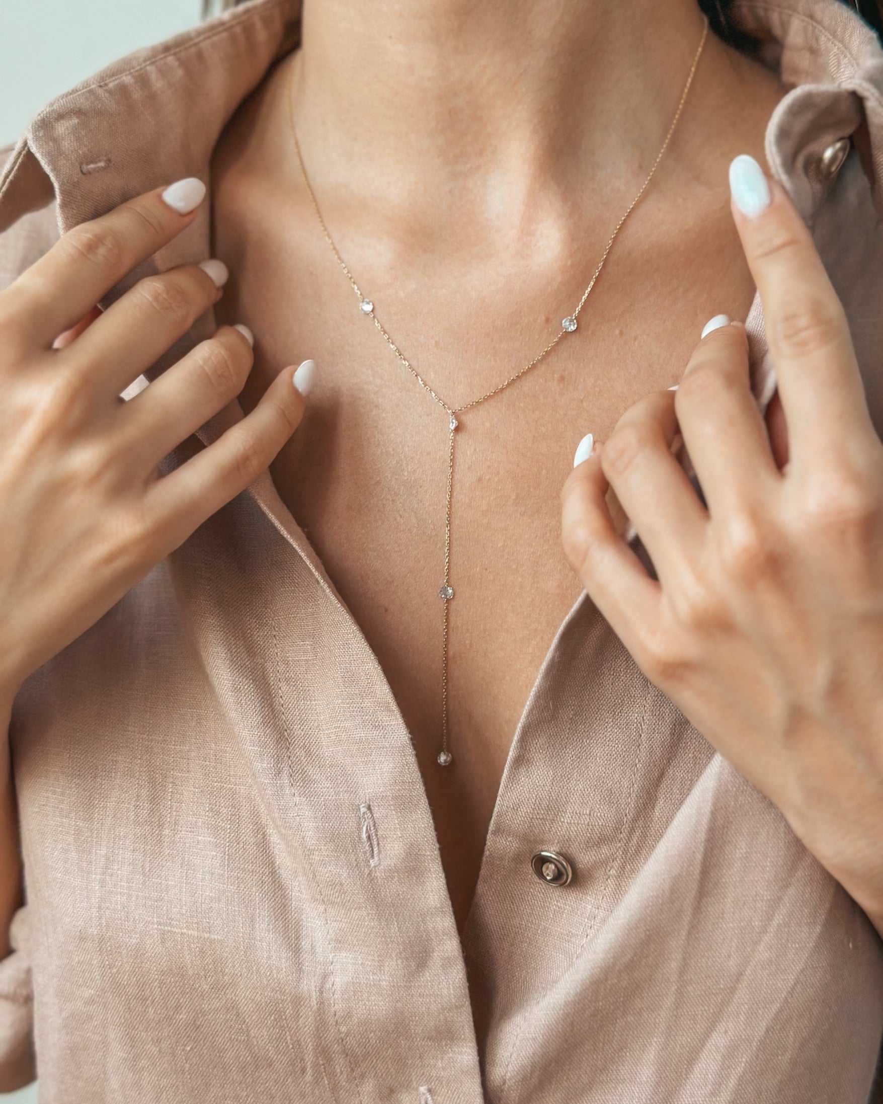 Collana in oro giallo Diamond Drops - Diamanti - Indira