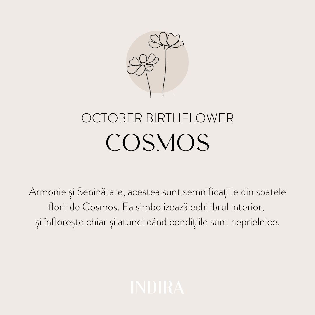Bracciale con cordoncino per bambini in oro Birth Flower - Ottobre Cosmos - Indira