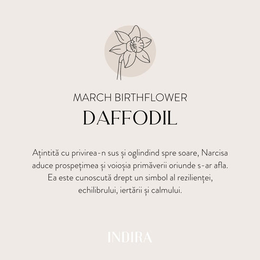 Braccialetto con cordoncino per bambini in oro bianco Birth Flower - Marzo Narciso - Indira