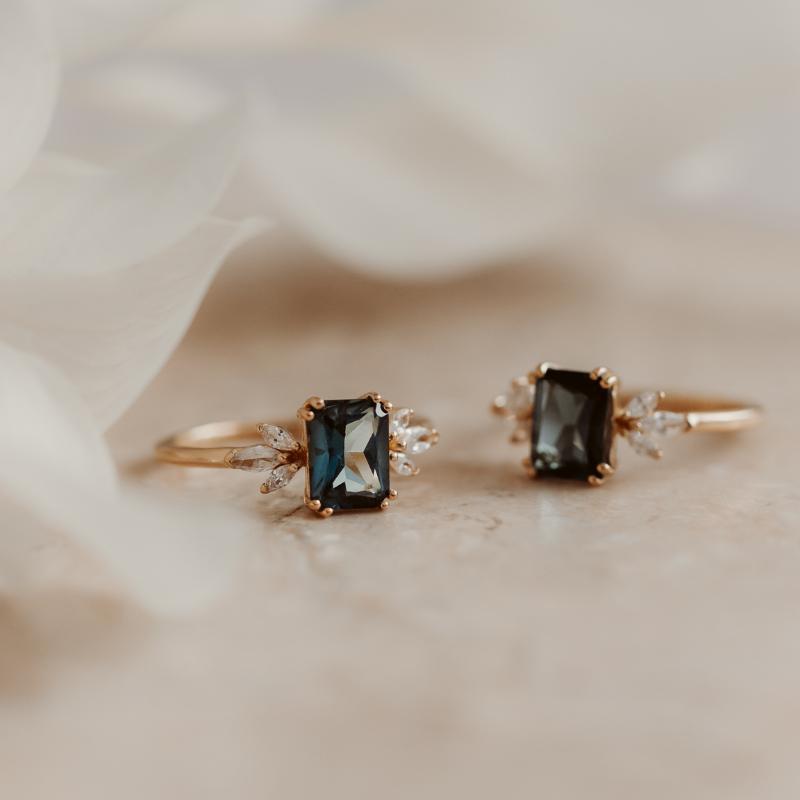 Anello in argento Golden Faerie - Topazio Blue London - Indira