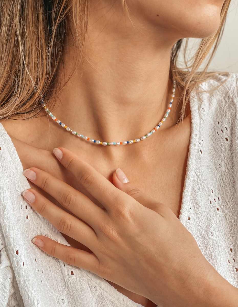 Collana in argento Golden Alaia - Perle Naturali - Indira