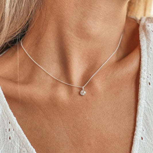 Collana in argento Birthstone Aprile - Topazio Bianco - Indira