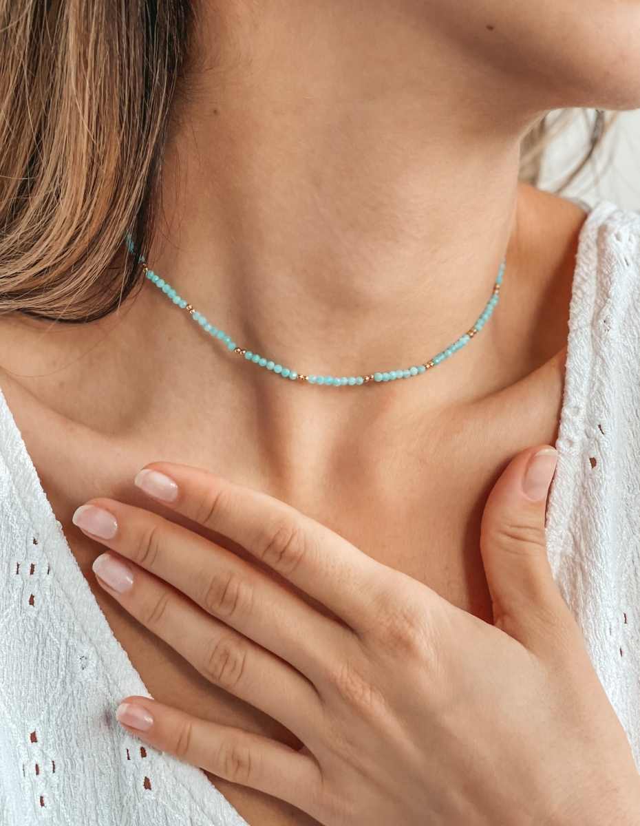 Collana in argento Golden SummerScape - Amazonite - Indira