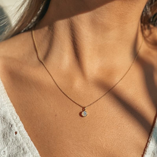 Collana in argento Birthstone Golden October - Opale - Indira