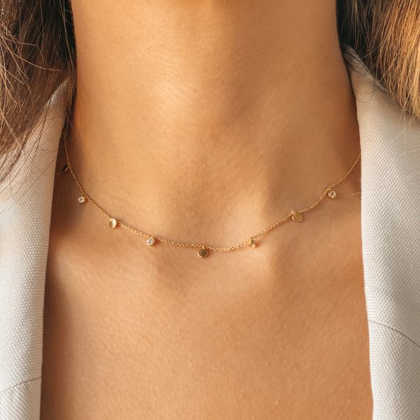 Collana in argento Golden Noora - Topazio Bianco - Indira