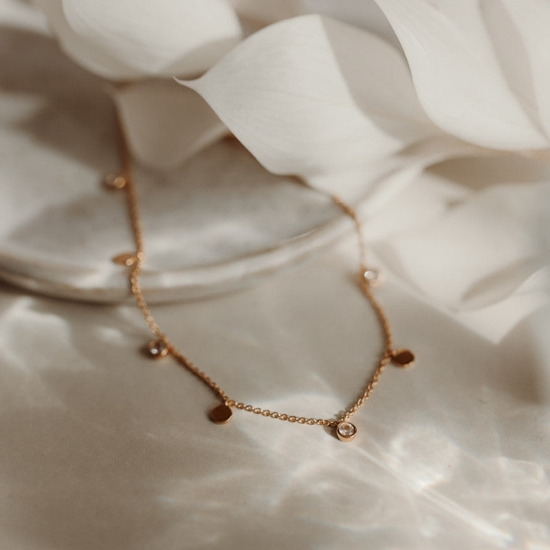 Collana in argento Golden Noora - Topazio Bianco - Indira
