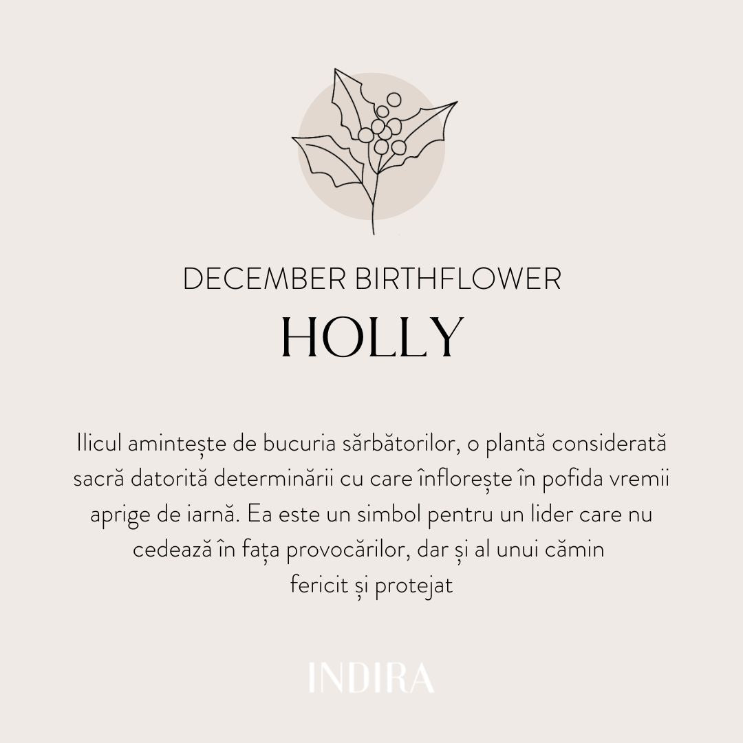 Collana in argento Birth Flower Golden - December Holly - Indira