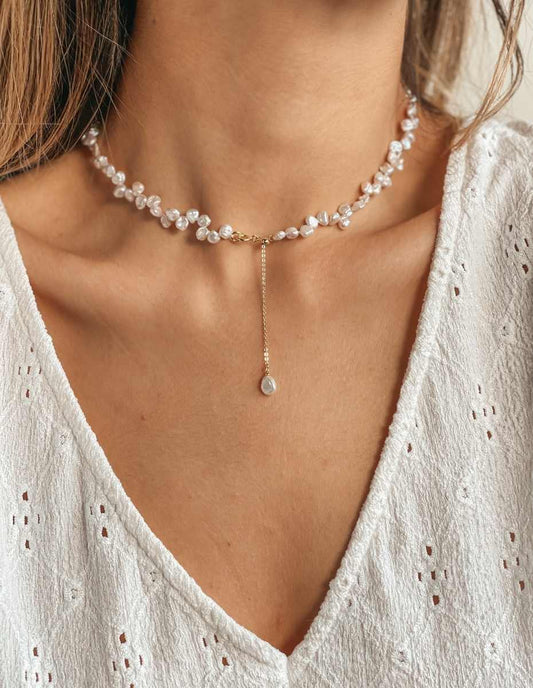 Collana in argento Golden Brielle - Perle naturali - Indira
